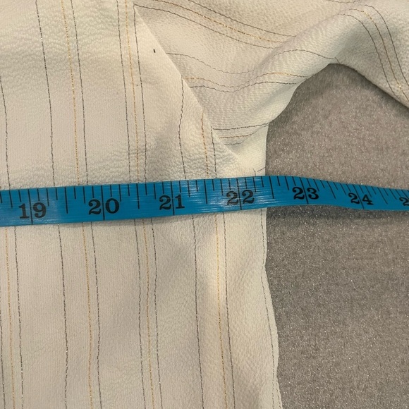 [L]MNG White Gold Striped Button-Down Shirt Dress Raglan Sleeve - Picture 3 of 5